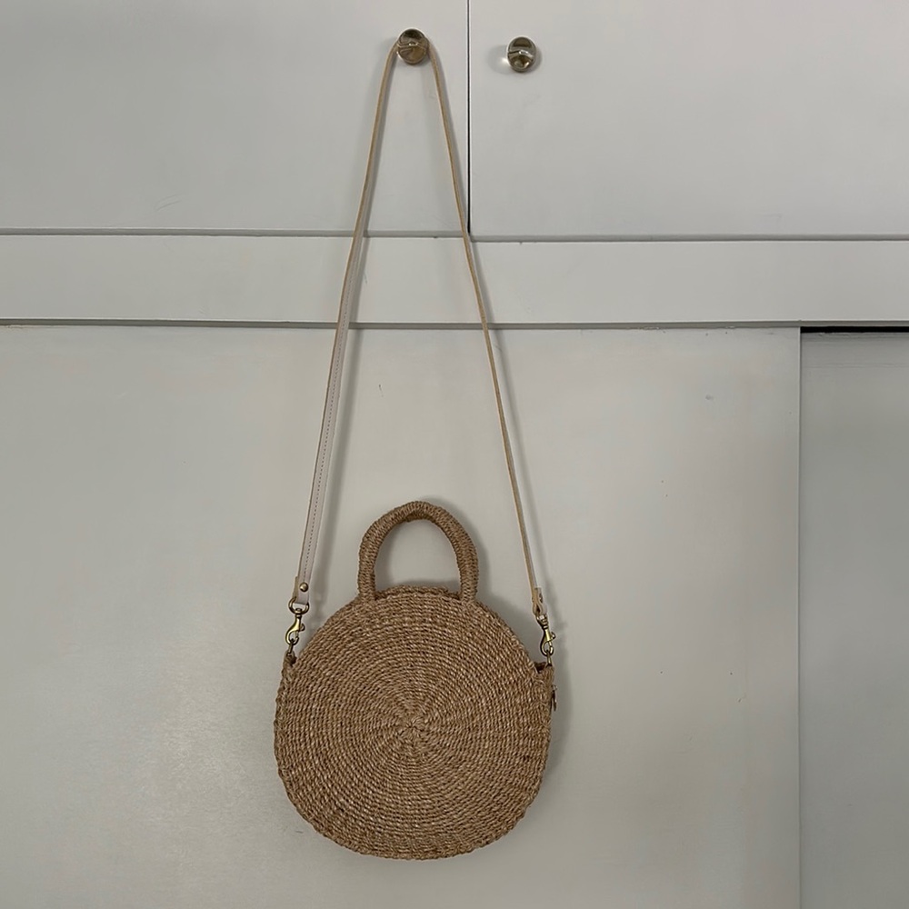 Clare V Tan Woven Crossbody Bag